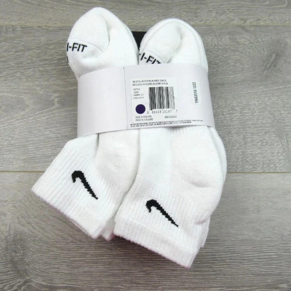 Nike Everyday Plus Ankle Socks White (6 Pack) Womens 6-10 / Youth 5Y-7Y NEW - Picture 7 of 8